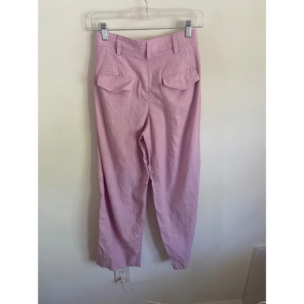 Banana‎ Republic Petite 0 Lilac Pink Linen Blend Pleated Tapered Trousers Pants
